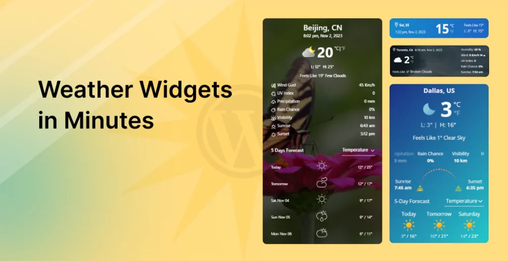 Featured image for the blog on how to add weather widgets in WordPress