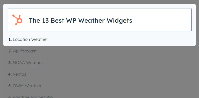 Location weather featured in Hubspot as the best weather plugin