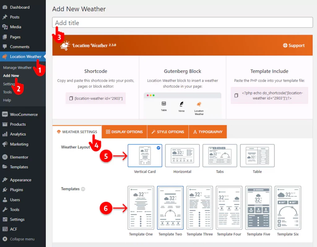 Steps to choose a weather layout and template