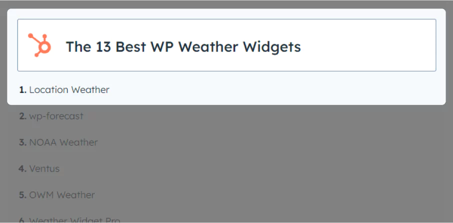 Location weather recognized as the No. 1 in Hubspot