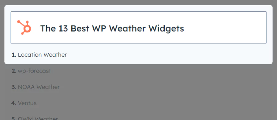 The best weather plugin list by Hubspot shows a better alternative to the Elfsight weather