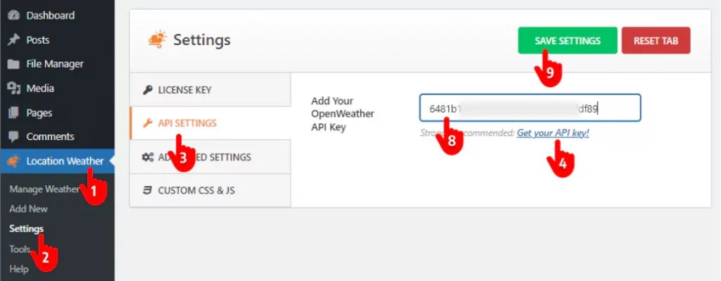 Steps to set weather API key