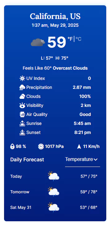 weather forecast widget example 1