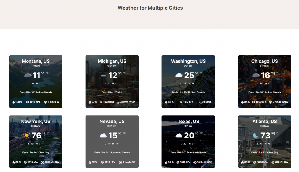 Multiple Cities Weather Updates
