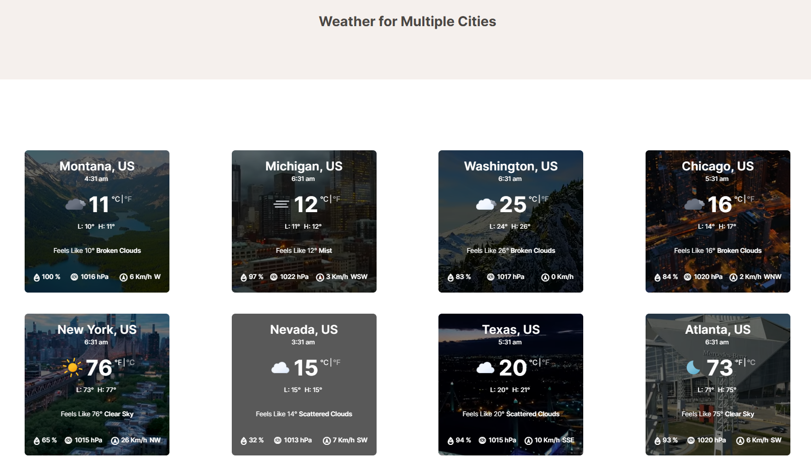 Multiple Cities Weather Updates