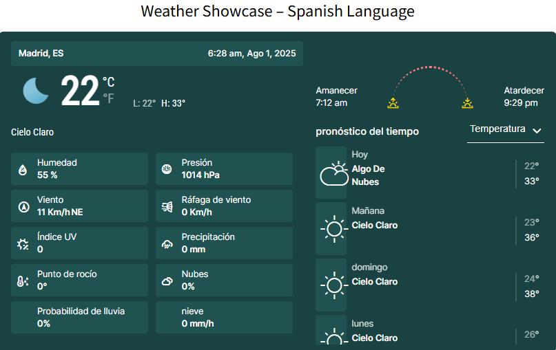 Shocase Weather Updates in German Language