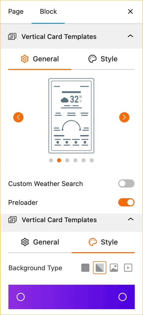 How to choose weather card block layouts