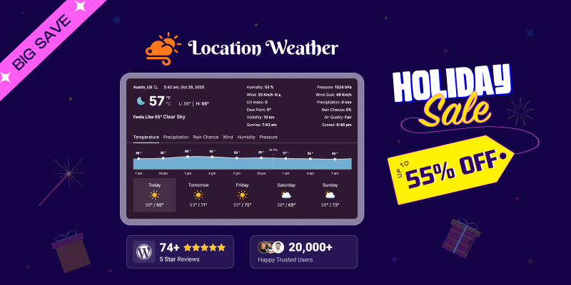 Location Weather Holiday Sale