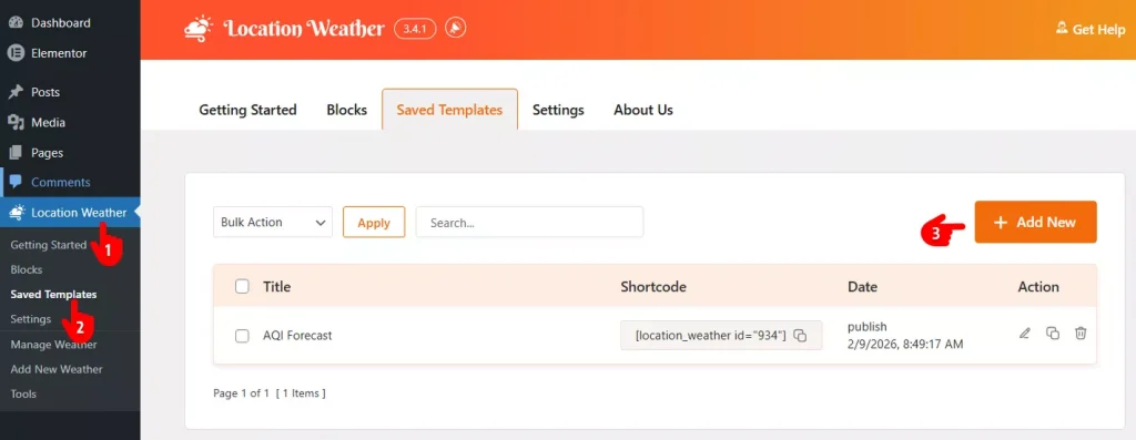 Steps to add a new weather template 