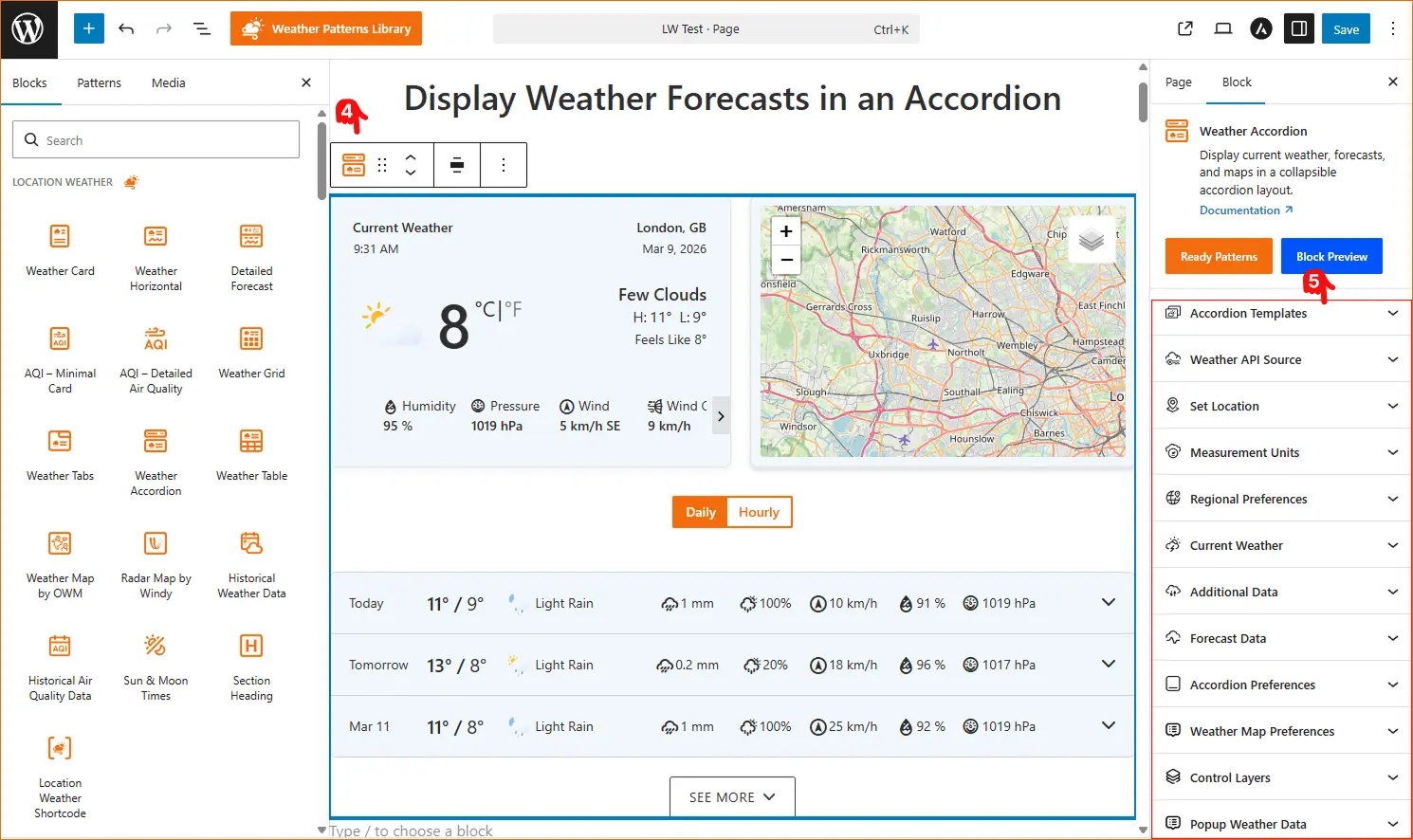 How to Create a Weather Accordion to Display Weather Forecasts in WordPress
