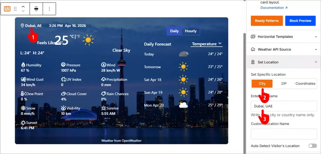 Steps to customize weather widgets